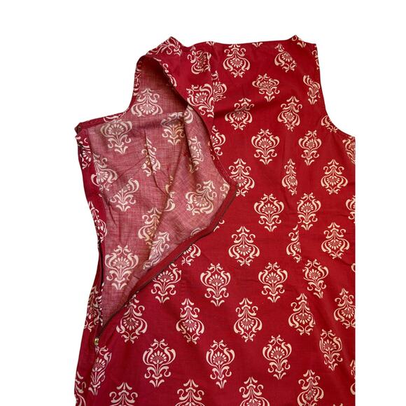 Liz Claiborne Women's Red Spring Summer Dress Size Medium 10 Cotton Fit & Flair - Picture 7 of 7